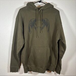 Kuiu Hoodie Men’s L Hunting Green Ram Logo Spellout Sleeve Pullover Hiking